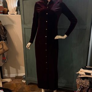 VTG Stunning Elegant Velvet Long Sleeve Dress snap